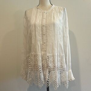 Johnny Was White Lace Blouse